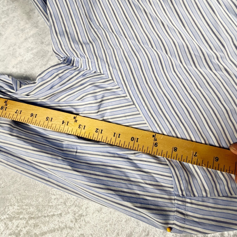 Polo Ralph Lauren Dress Shirt Men's 17 35 Blue White Striped Philip 100s - Picture 8 of 9